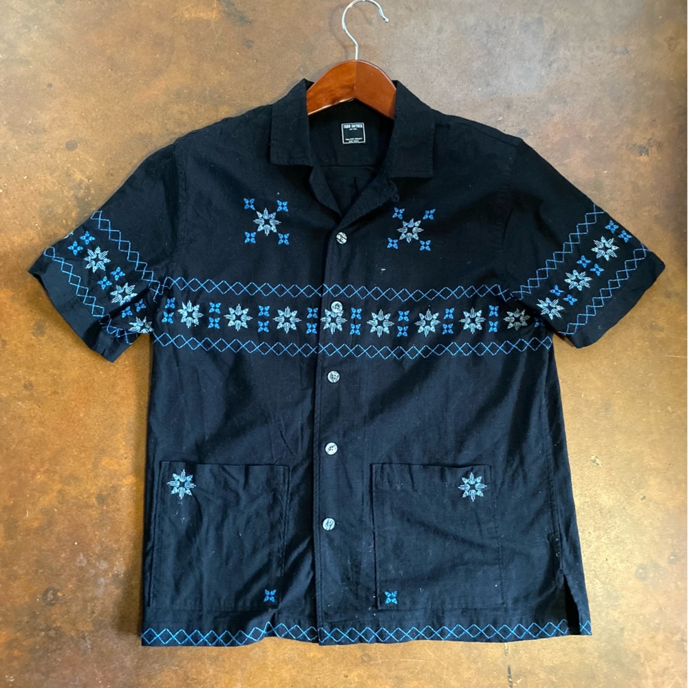 Todd Snyder Black Tailored Shirt Medium Fair Isle
